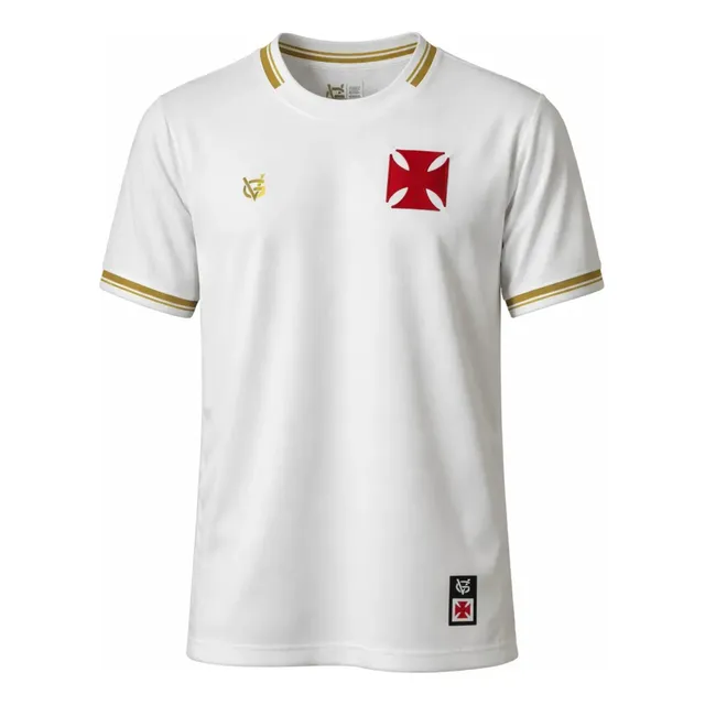 Camisa Vasco Vg Gold Masculina Símbolo Bordado Oficial Branco G